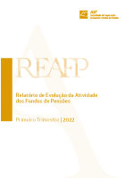 Capa do Relatório de evolução da Atividade dos Fundos de Pensões referente ao 1º trimestre de 2022